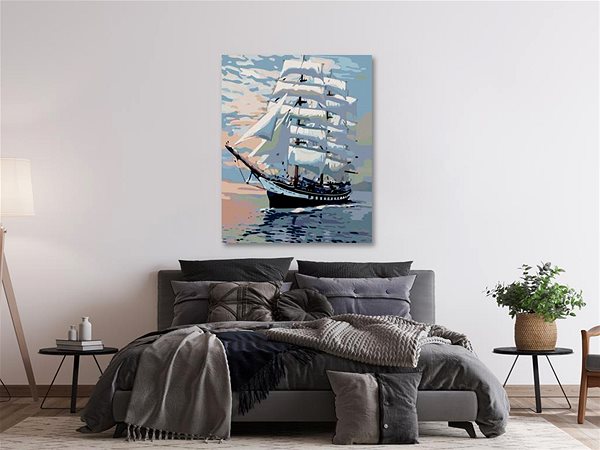 Maľovanie podľa čísel Maľovanie podľa čísel – Veľká plachetnica, 40 × 50 cm, napnuté plátno na rám ...