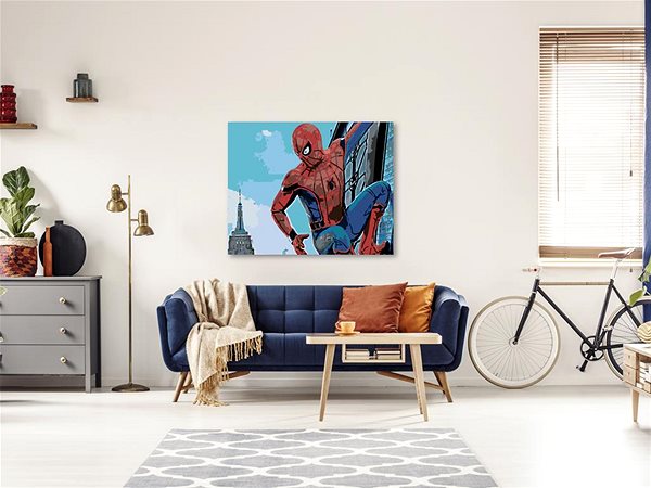 Malen nach Zahlen Malen nach Zahlen - Spiderman in der Stadt, 50x40 cm, ohne Rahmen und ohne Leinwand ...