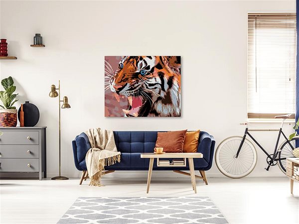 Maľovanie podľa čísel Maľovanie podľa čísel - Modré tigrie oči, 50 x 40 cm, napnuté plátno na ráme ...