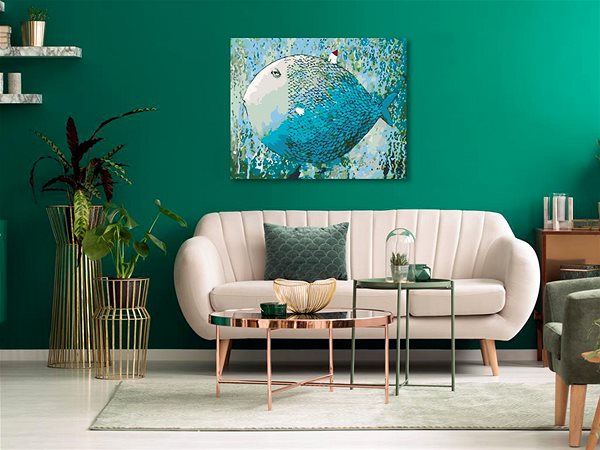 Maľovanie podľa čísel Maľovanie podľa čísel – Modrá ryba, 50 × 40 cm, napnuté plátno na ráme ...