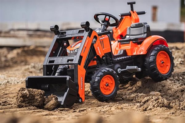 Šlapací traktor Falk traktor 2065N Kubota backhoe s předním bagrem a přívěsem s otočným bagrem ...