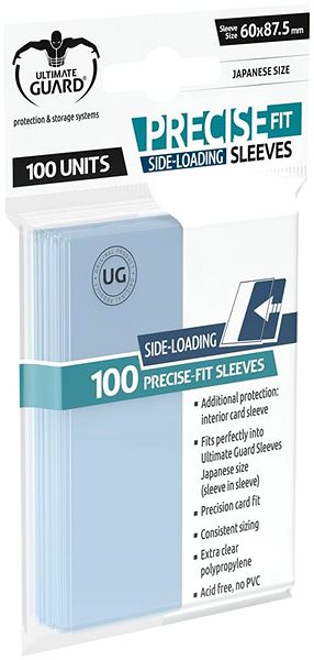 Ultimate Guard - Precise-Fit Japanese Size Side-Loading Card Covers 100 pcs - Transparent .