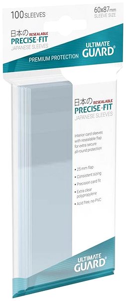 Ultimate Guard Card Case - Precise-Fit Japanese Size Resealable Card Covers 100 pcs - Transparent .