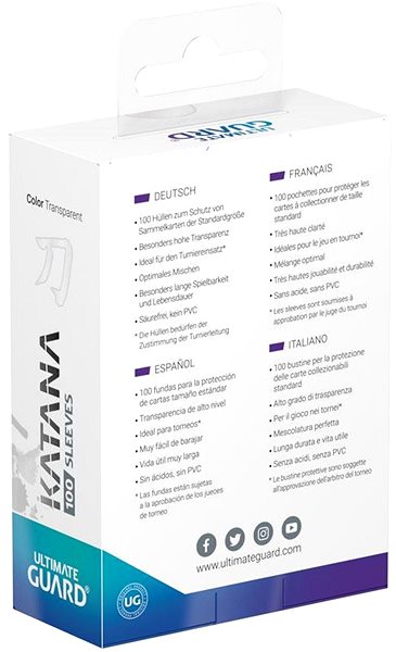 Ultimate Guard - Katana Sleeves Transparent 100 sleeves .