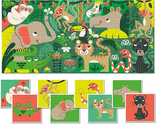 Puzzle Ludattica Obojstranné puzzle pre najmenších Džungľa, 32 dielikov ...