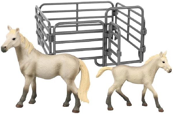 Figures Rappa Set of 2 White Horses with Corral Package content