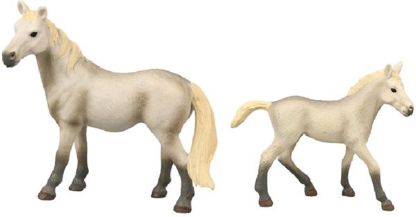 Figuren Rappa Set mit 2 weißen Pferden mit Zaun Screen