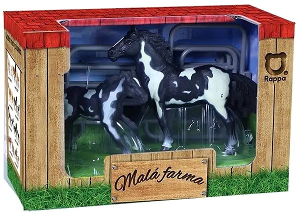 Figures Rappa Set of 2 Black and White Horses with Fence Screen