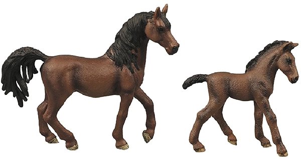 Figures Rappa Set of 2 Brown Horses with Fence Lateral view