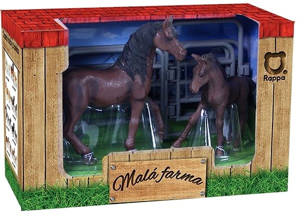 Figures Rappa Set of 2 Brown Horses with Fence Screen