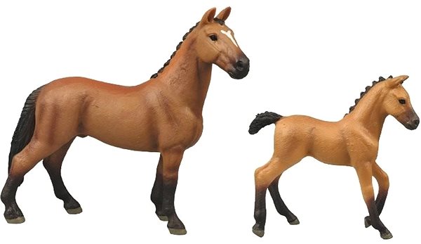 Figuren Rappa Set mit 2 braunen Pferden mit weißem Fleck mit Zaun Screen
