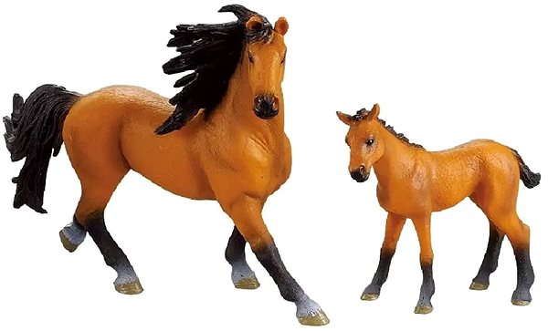 Figures Rappa Set of 2 Dark Brown Horses with Black Mane with Fence Screen