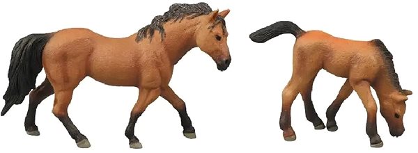 Figures Rappa Set of 2 Pcs of Light Brown Horses with Black Mane with Fence Lateral view