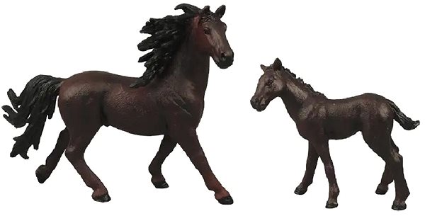 Figures Rappa Set of 2 Brown Horses with Black Mane with Fence Lateral view