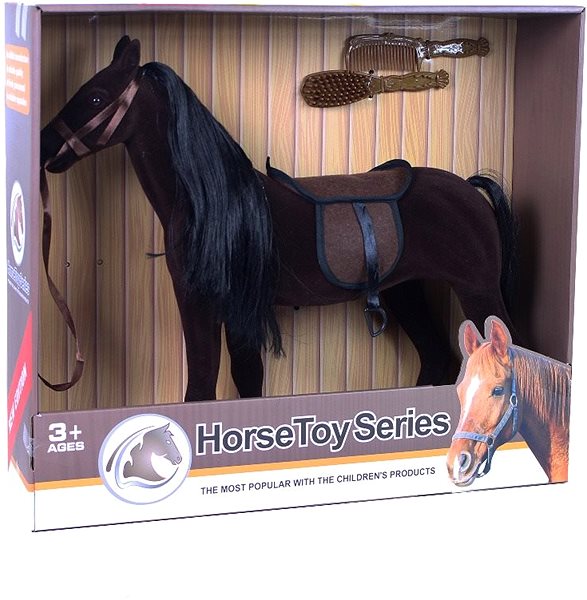 Figuren Rappa Pferd beflockt dunkelbraun groß mit Zubehör Screen