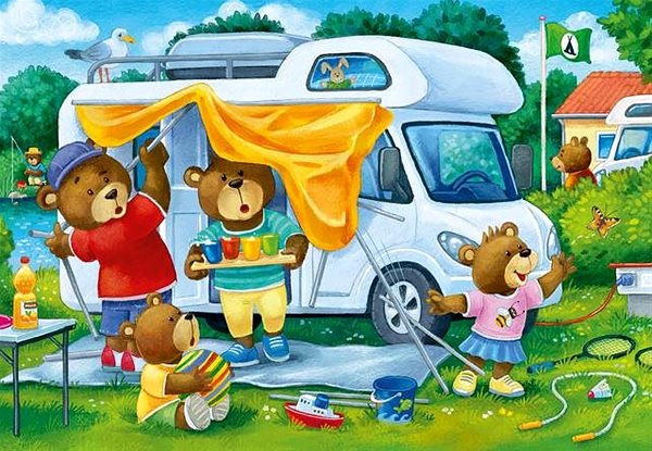 Puzzle Ravensburger Puzzle 052479 Bärenfamilie beim Camping 2x24 Teile ...