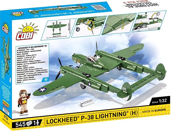 Építőjáték Cobi 5726 Lockheed P-38H Lightning Csomagolás/doboz