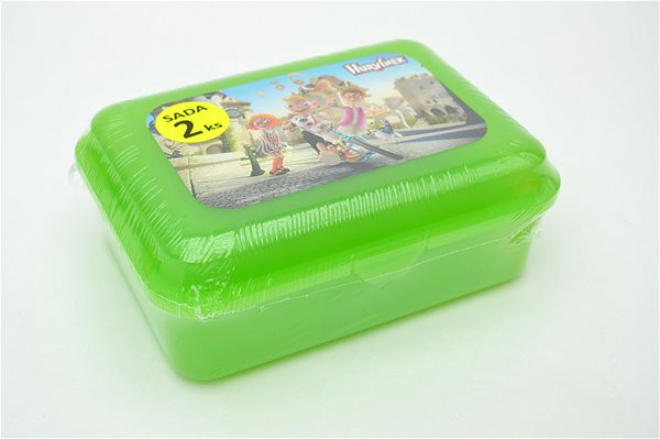 Snack Box Snack Box Set, 2 pieces, Hurvínek Street, Green Lateral view