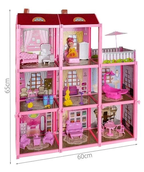 Domček pre bábiky ISO Plastový domček pre bábiky s bábikou a príslušenstvom ...