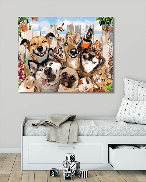 Diamantové malování Diamondi - VESELÁ ZVÍŘATA, 40x50 cm, vypnuté plátno na rám ...