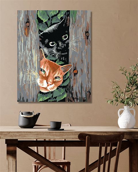Diamantové malování Diamondi - ČÍHAJÍCÍ KOČKY, 40x50 cm, vypnuté plátno na rám ...