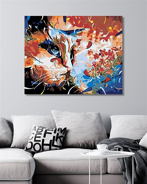 Diamantové malování Diamondi - KOČIČÍ ABSTRAKCE, 40x50 cm, bez rámu a bez vypnutí plátna ...