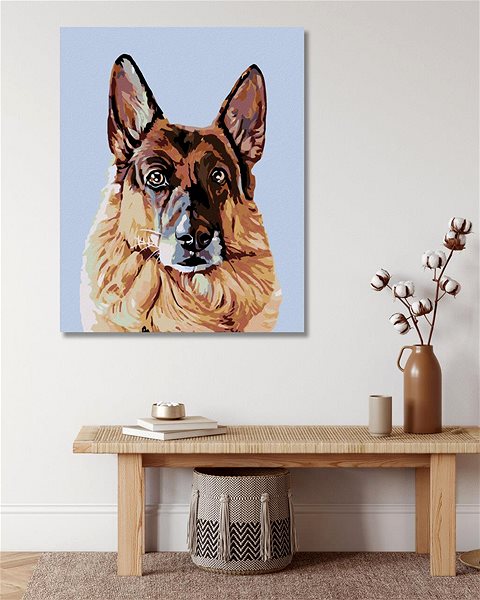 Diamantové malování Diamondi - HLEDÍCÍ NĚMECKÝ OVČÁK, 40x50 cm, vypnuté plátno na rám ...
