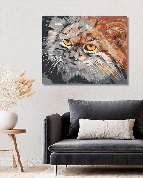 Diamantové malování Diamondi - ŠEDOHNĚDÁ KOČKA, 40x50 cm, bez rámu a bez vypnutí plátna ...