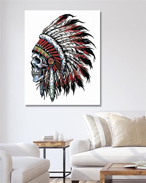 Diamantové malování Diamondi - INDIÁNSKÁ LEBKA, 40x50 cm, vypnuté plátno na rám ...