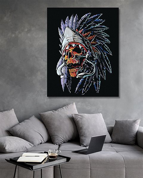 Diamantové malování Diamondi - VŮDČÍ LEBKA, 40x50 cm, vypnuté plátno na rám ...
