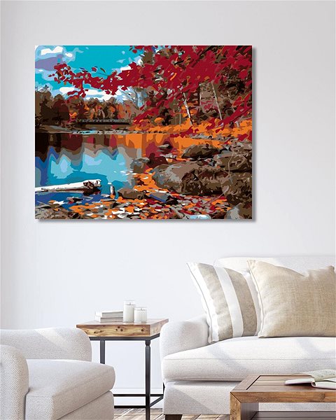 Diamantové malování Diamondi - ČERVENÝ PODZIM, 40x50 cm, vypnuté plátno na rám ...