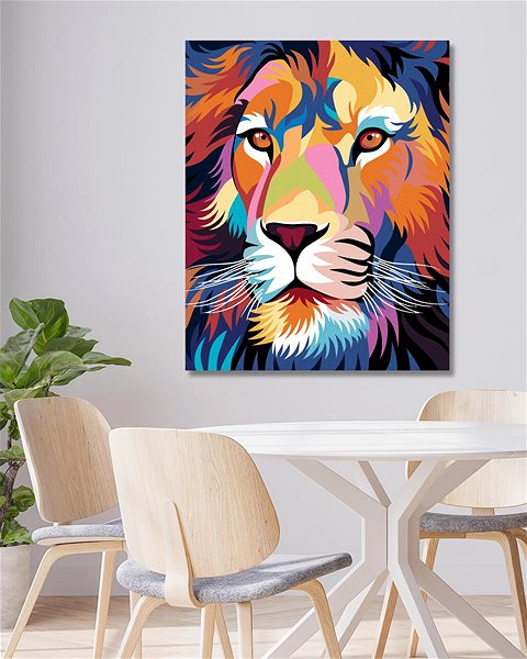 Diamantové malování Diamondi - BAREVNÝ LEV, 40x50 cm, vypnuté plátno na rám ...