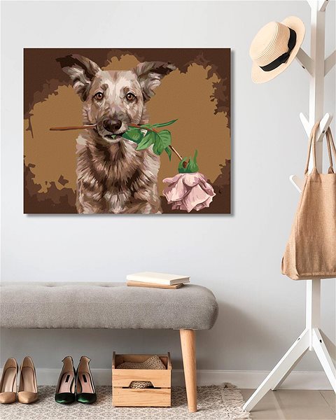 Diamantové malování Diamondi - VLČÁK S RŮŽÍ, 40x50 cm, vypnuté plátno na rám ...