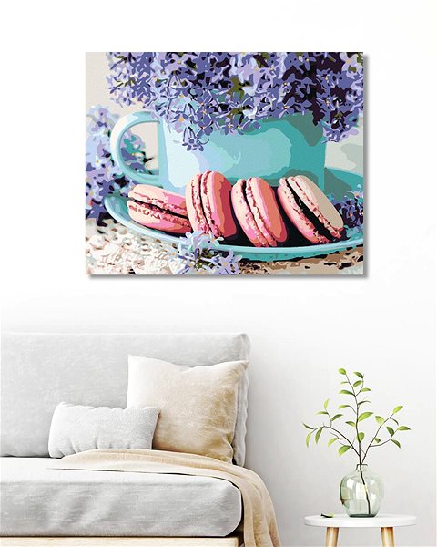 Diamantové malování Diamondi - KÁVA A MAKRONKY, 40x50 cm, vypnuté plátno na rám ...