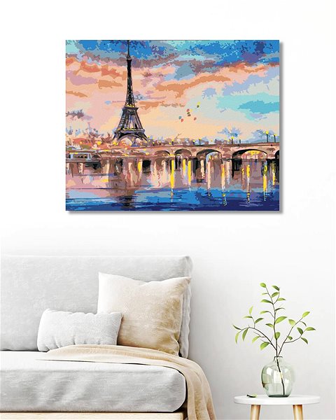 Diamantové malování Diamondi - EIFFELOVA VĚŽ A ČERVÁNKY, 40x50 cm, bez rámu a bez vypnutí plátna ...