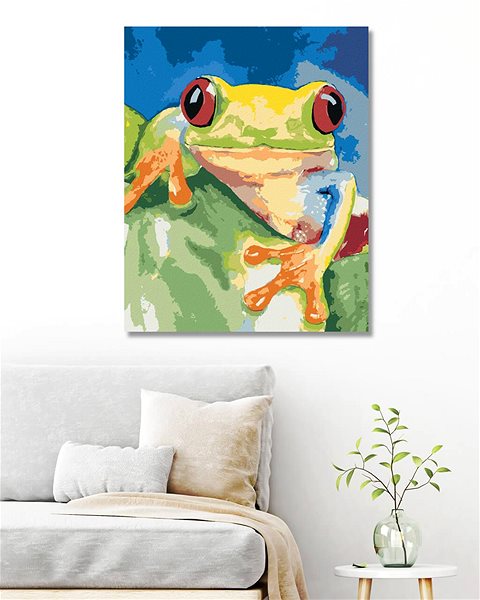 Diamantové malování Diamondi - ŽÁBA SEDÍCÍ NA LISTU, 40x50 cm, vypnuté plátno na rám ...