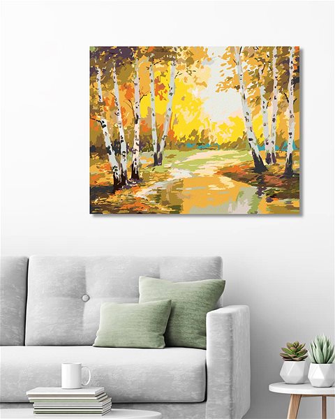 Diamantové malování Diamondi - BŘÍZY A POTŮČEK, 40x50 cm, vypnuté plátno na rám ...