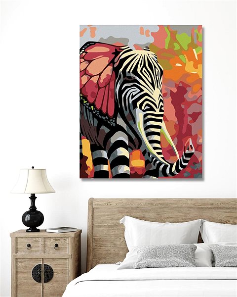 Diamantové malování Diamondi - ZDOBENÝ SLON, 40x50 cm, vypnuté plátno na rám ...