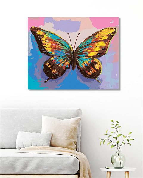 Diamantové malování Diamondi - PŘEKRÁSNÝ BAREVNÝ MOTÝL, 40x50 cm, vypnuté plátno na rám ...