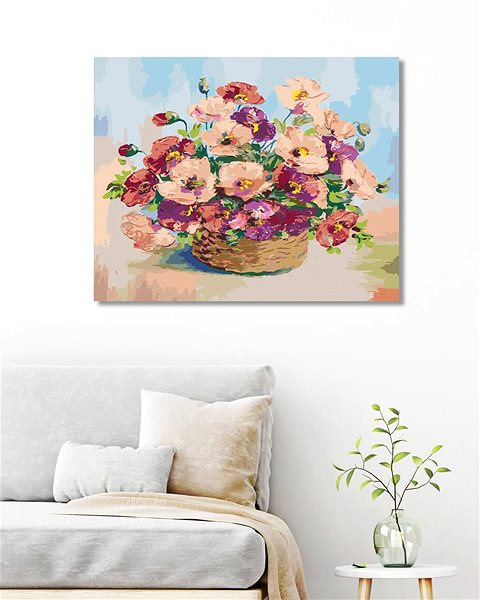 Diamantové malování Diamondi - PROUTĚNÝ KOŠÍK VLČÍHO MÁKU, 40x50 cm, bez rámu a bez vypnutí plátna ...