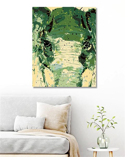 Diamantové malování Diamondi - MALOVANÝ ABSTRAKTNÍ SLON, 40x50 cm, vypnuté plátno na rám ...