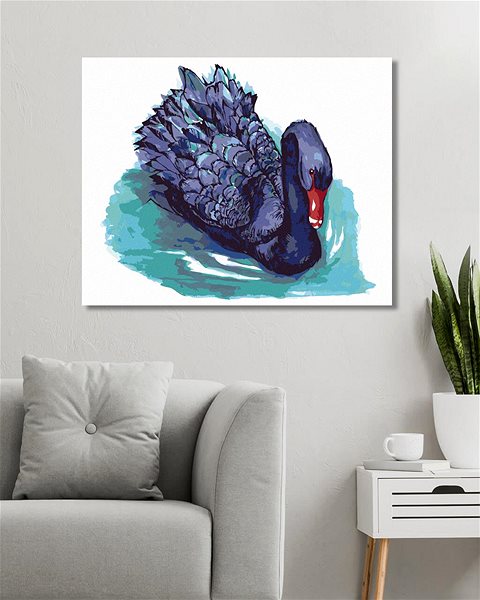 Diamantové malování Diamondi - MODRÁ LABUŤ, 40x50 cm, vypnuté plátno na rám ...