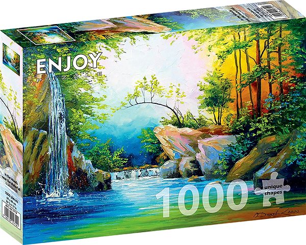 ENJOY Puzzle In the Forest by the Waterfall 1000 pieces.