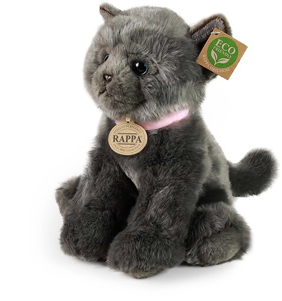 RAPPA plush cat grey 25 cm, Eco-Friendly .