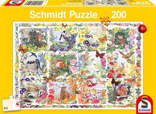 Puzzle Schmidt Puzzle Ročné obdobie so zvieratami a kvetmi 200 dielikov ...