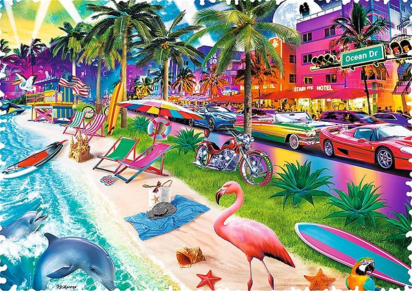 Puzzle Trefl Crazy Shapes puzzle Pláž Miami 600 dílků ...