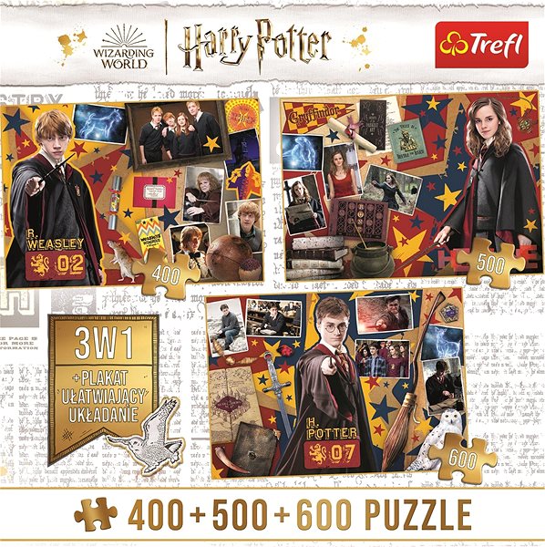 Puzzle Trefl Puzzle Harry Potter Ron, Hermiona a Harry 400 + 500 + 600 dílků ...