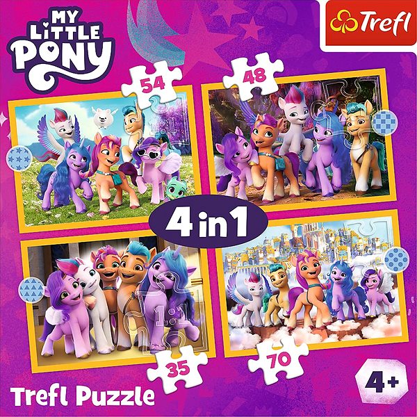 Puzzle Trefl Puzzle My Little Pony: Zoznámte sa s poníkmi 4 v 1 (35, 48, 54, 70 dielikov) ...