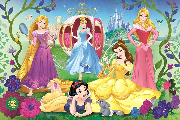 Puzzle Trefl Ligotavé Glitter puzzle v kufríku Disney: Šťastné princezné 70 dielikov ...