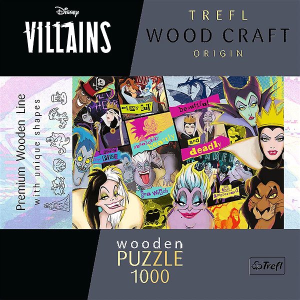 Drevené puzzle Trefl Wood Craft Origin puzzle Disney: Stretnutie záporákov 1000 dielikov ...